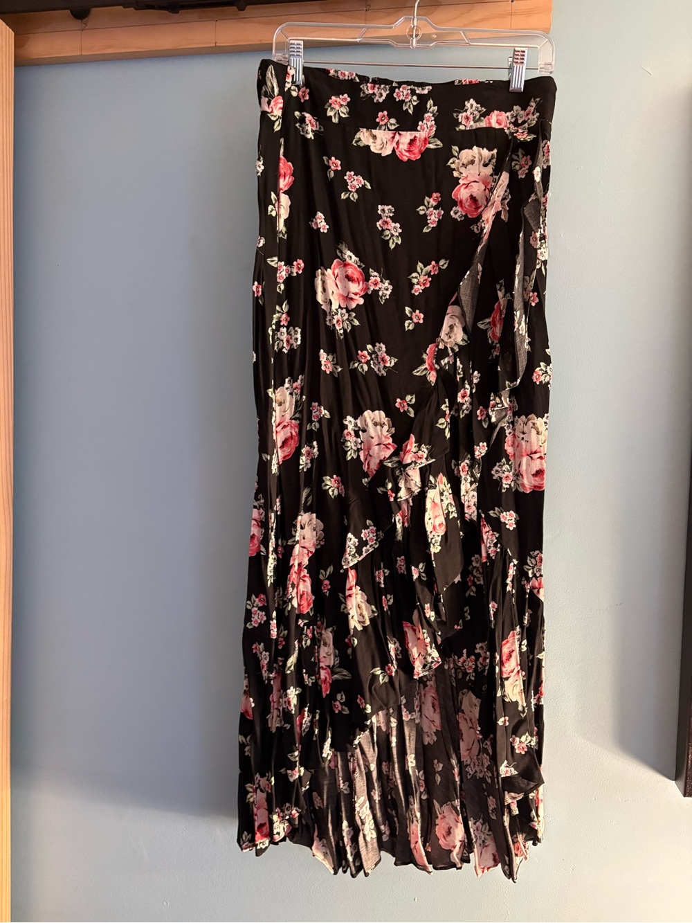 torrid Black Maxi Skirt with Pink Floral Print